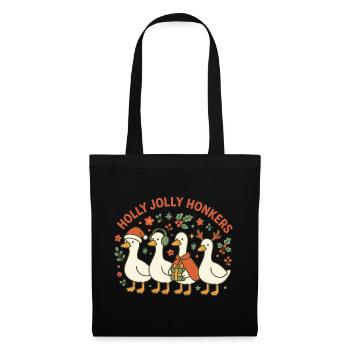 Weihnachtsgans Holly Jolly Honkers Fun Design - Stoffbeutel - Schwarz - Vorne