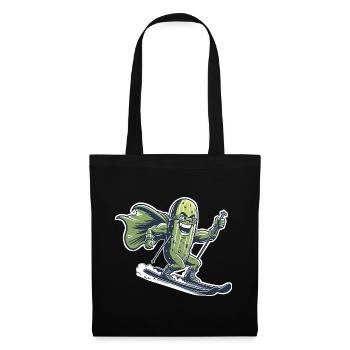 Super-héros Concombre Sur Skis Drôle Ski Humour - Sac en tissu - noir - Devant