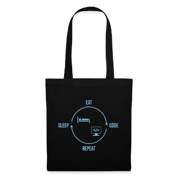 Eat Sleep Code Repeat - Programmierer Kreislauf - Stoffbeutel - Schwarz - Vorne