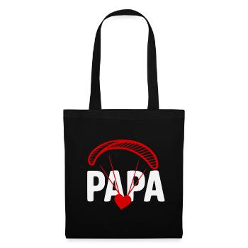 Papa Gleitschirm mit Herz - Stoffbeutel - Schwarz - Vorne