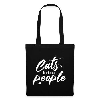 Les chats avant les humains – Chemise Cat Lover - Sac en tissu - noir - Devant