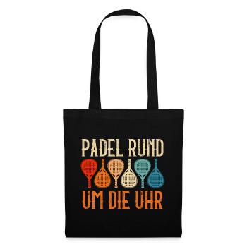 Padel Sport PADEL RUND UM DIE UHR Lustig - Stoffbeutel - Schwarz - Vorne
