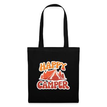 Campeur heureux – Motif de tente - Sac en tissu - noir - Devant