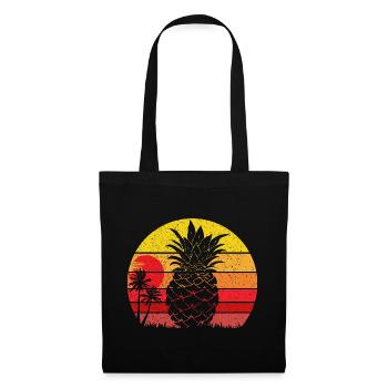 Summer Pineapple Vintage Beach Sunset - Tote Bag - black - Front