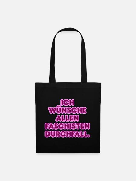 Gegen Faschisten Pink Protest - Stoffbeutel - Schwarz