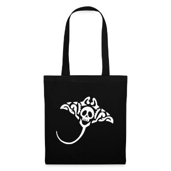 Manta ray and skull (white) - Tote Bag - black - Front