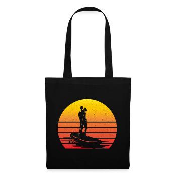 SUP Retro Stand Up Paddling Vintage Sunset - Stoffbeutel - Schwarz - Vorne