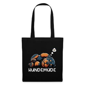 Hundemüde Rottweiler Rottweilerbesitzer Rottie - Stoffbeutel - Schwarz - Vorne