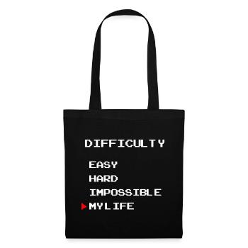 Difficulty: Easy Hard My Life – Gamer Edition - Tote Bag - black - Front