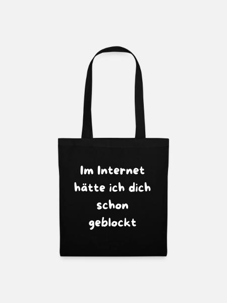 Schon geblockt Netz Meme Text - Stoffbeutel - Schwarz