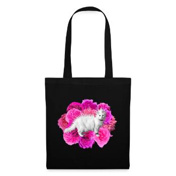Pink Blossoms Cat Roses punk Thrash over the top - Tote Bag - black - Front