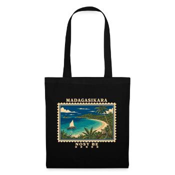 Madagaskar Nosy Be Vintage Reisemarke - Stoffbeutel - Schwarz - Vorne
