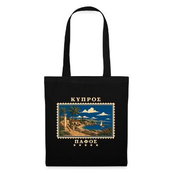 Zypern Paphos Vintage Reisemarke - Stoffbeutel - Schwarz - Vorne