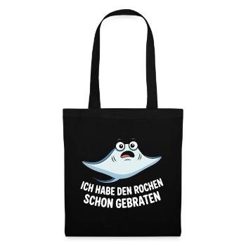 Rochen Schon Gebraten Stachelrochen Manta Rochen - Stoffbeutel - Schwarz - Vorne