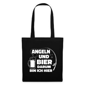Angeln Und Bier - Stoffbeutel - Schwarz - Vorne