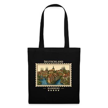 Deutschland Bamberg Vintage Reisemarke - Stoffbeutel - Schwarz - Vorne