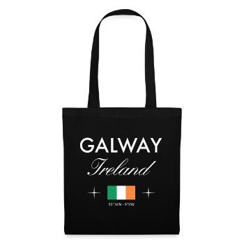 Galway Irland Koordinaten Reise Souvenir - Stoffbeutel - Schwarz - Vorne