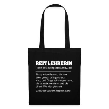 Reitlehrerin Definition Geschenk Lustig - Stoffbeutel - Schwarz - Vorne