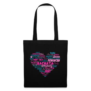 Coeur Bachata - bleu / rose - Bachata Dance Shirt - Sac en tissu - noir - Devant