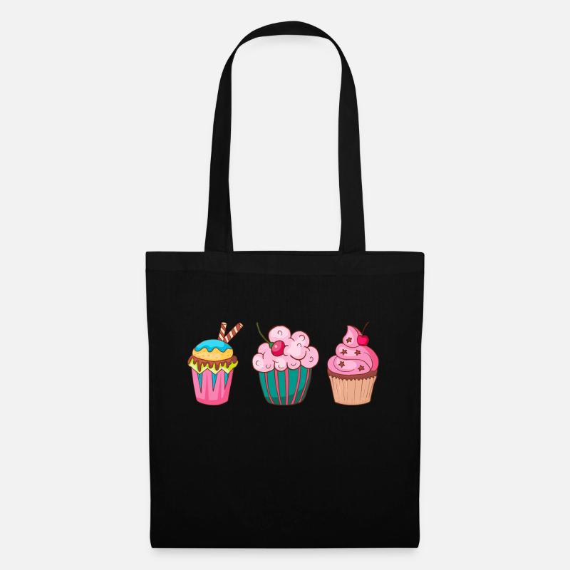 Cupcake Muffin Kuchen Backen Süßigkeiten Törtchen - Stoffbeutel - Schwarz