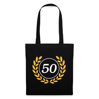 50.Geburtstag,Jubiläum,50 Jahre,Lorbeerkranz (25) - Stoffbeutel - Schwarz - Vorne