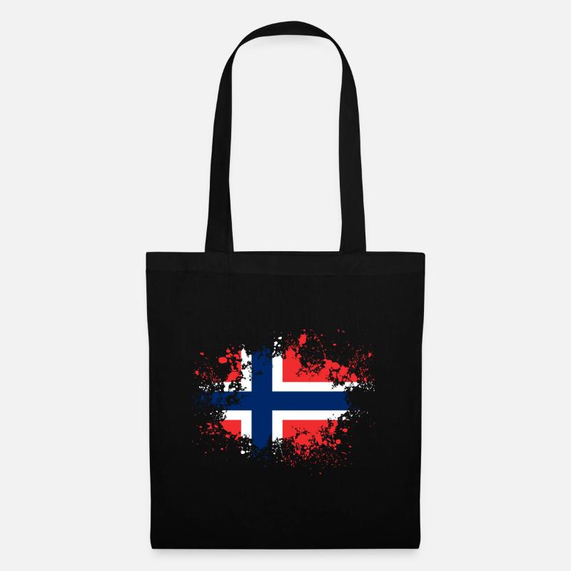 Norwegen Norway Flagge Flecken Geschenkidee - Stoffbeutel - Schwarz