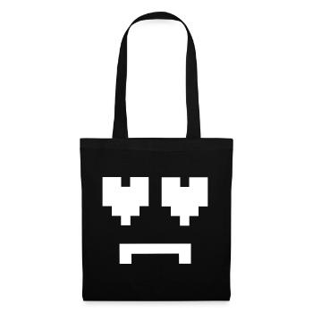 Pixel Herz-Traurig / Smile / Liebe - Stoffbeutel - Schwarz - Vorne