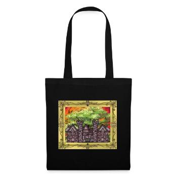 Moyen Âge, Château, Château, Forteresse, Chevalier, Roi, Roi - Sac en tissu - noir - Devant