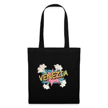 Venedig Italien Stadt Schrift Pop Art Comic - Stoffbeutel - Schwarz - Vorne