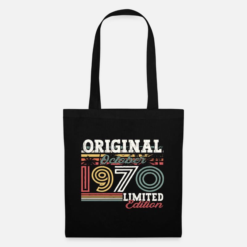 Original Oktober 1970 52. Geburtstag Geschenk Cool - Stoffbeutel - Schwarz