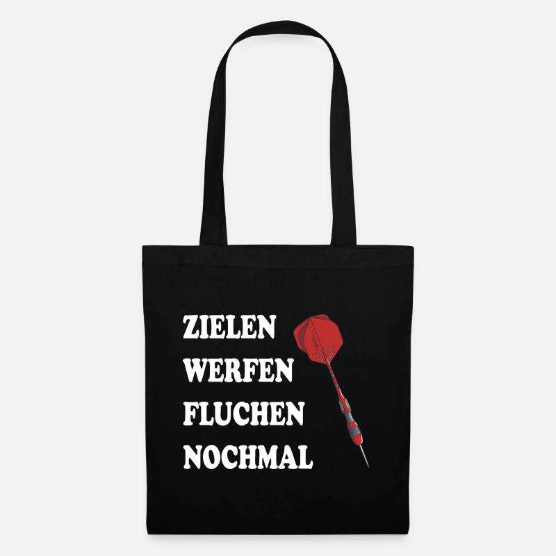 Darts Zielen Werfen Fluchen Nochmal Spruch - Stoffbeutel - Schwarz
