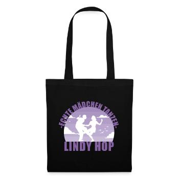 Echte Mädchen tanzen Lindy Hop Geschenk - Stoffbeutel - Schwarz - Vorne