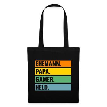 Papa Vater Gaming Zocken Zocker Gamer - Stoffbeutel - Schwarz - Vorne