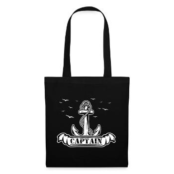 Motif de l’ancre du capitaine - Sac en tissu - noir - Devant