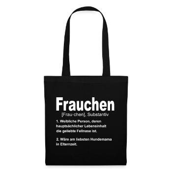 Frauchen Substantiv Hunde Gassi Outfit Damen - Stoffbeutel - Schwarz - Vorne