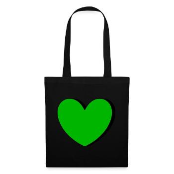 Grünes Herz grün Geschenk  - Stoffbeutel - Schwarz - Vorne