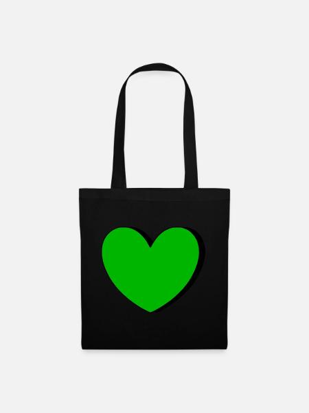 Grünes Herz grün Geschenk  - Stoffbeutel - Schwarz