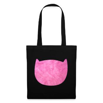 Katze Flausch Pelz Fell pink Fan Katzenliebe - Stoffbeutel - Schwarz - Vorne