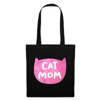 Katze Flausch Mom Mama coole Quotes Fell rosa pink - Stoffbeutel - Schwarz - Vorne