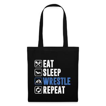 Eat Sleep Wrestle Fighting Wrestling Wrestler Gift - Tote Bag - black - Front