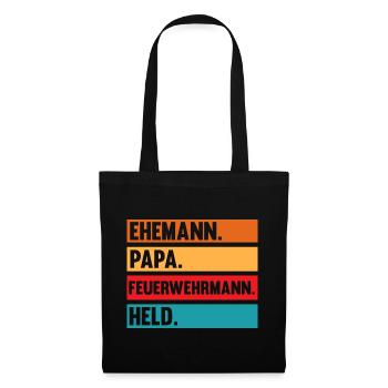 Feuerwehrmann Vater Papa Feuerwehr - Stoffbeutel - Schwarz - Vorne