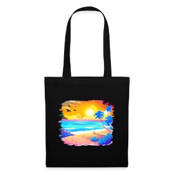 Summer Sunset Beach Watercolor - Tote Bag - black - Front