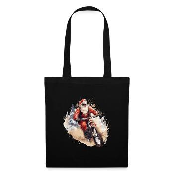 Le Père Noël avec VTT - Sac en tissu - noir - Devant