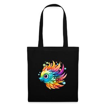 Drôle de poisson coloré - Sac en tissu - noir - Devant