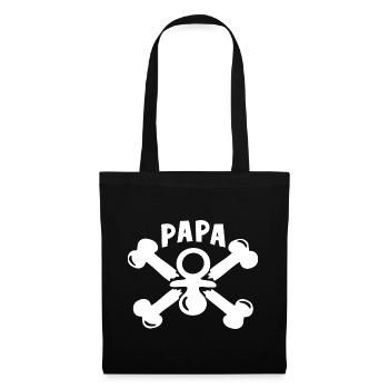 Papa Geburt Pirat Geschenk - Stoffbeutel - Schwarz - Vorne