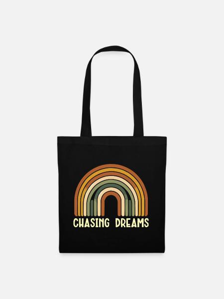 Regenbogen Retro Chasing Dreams - Stoffbeutel - Schwarz