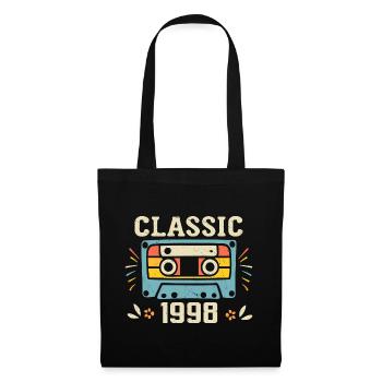 Jahrgang 1998 Retro Geburtstagskassette 1998 - Stoffbeutel - Schwarz - Vorne
