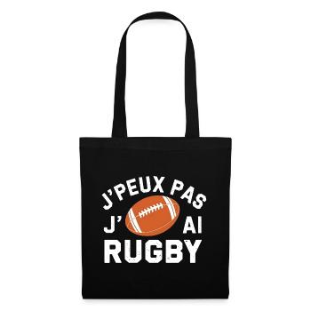 J'peux pas j'ai Rugby - T-shirt Sportif - Sac en tissu - noir - Devant