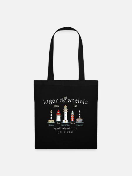 Îles Baléares Chance, Phares Dessin à la main Espagne - Sac en tissu - noir