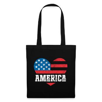 America Flag Heart - Tote Bag - black - Front